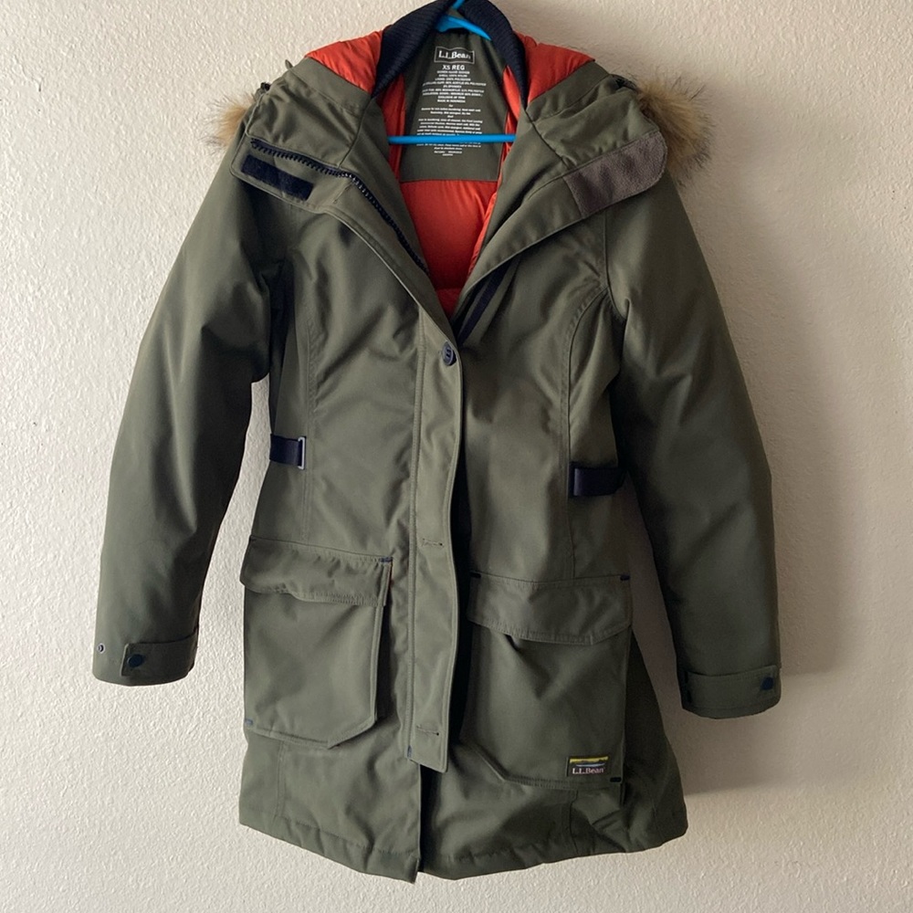 Army green LLBean winter jacket